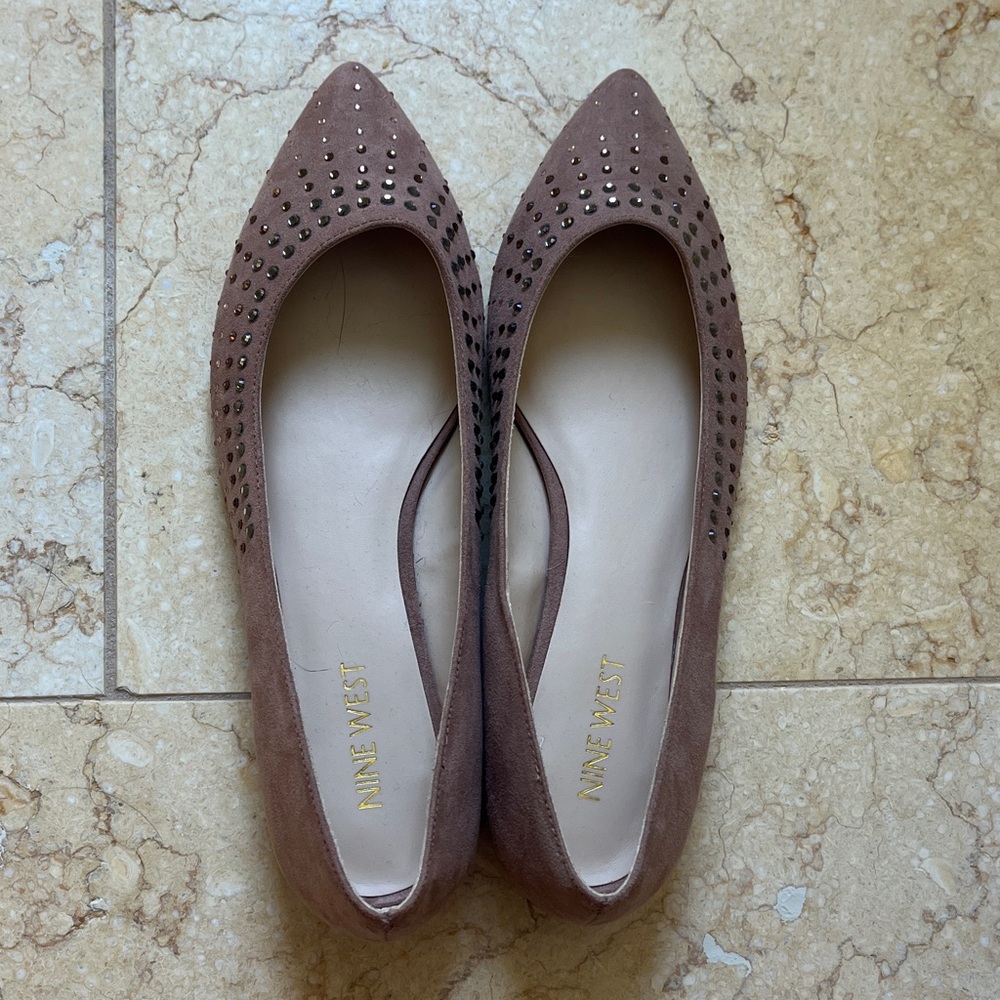 Nine West Taupe Studded Flats